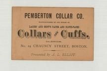 Pemberton Collar Co. 4, Perkins Collection 1850 to 1900 Advertising Cards